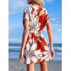 imageCUPSHE Womens Swimsuit Coverup Casual V Neck Beach Dress Short Sleeve Elastic Waist Swimwear Cover Ups 2025 BeachwearWhitered Floral