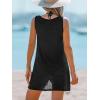 imageCUPSHE Womens Swimsuit Coverup Sleeveless Swimwear Beach Cover Ups Sheer Twisted Basic Tank DressBlack