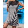 imageCUPSHE Womens Swimsuit Coverup Sleeveless Swimwear Beach Cover Ups Sheer Twisted Basic Tank DressBrown