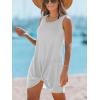 imageCUPSHE Womens Swimsuit Coverup Sleeveless Swimwear Beach Cover Ups Sheer Twisted Basic Tank DressLight Grey