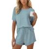imageCUPSHE Short Sleeve Pajama Sets for Women Casual Crew Neck 2 Piece Lounge SetsBaby Blue