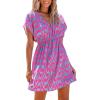 imageCUPSHE Womens Swimsuit Coverup Casual V Neck Beach Dress Short Sleeve Elastic Waist Swimwear Cover Ups 2025 BeachwearOrpurple