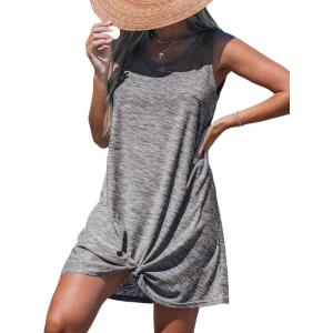 imageCUPSHE Womens Swimsuit Coverup Sleeveless Swimwear Beach Cover Ups Sheer Twisted Basic Tank DressBrown