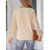 imageCUPSHE Long Sleeve Tops for Women Eyelet Scalloped Lace V Neck Blouse Casual Loose Fashion ShirtsApricot