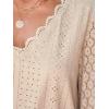 imageCUPSHE Long Sleeve Tops for Women Eyelet Scalloped Lace V Neck Blouse Casual Loose Fashion ShirtsApricot