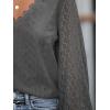 imageCUPSHE Long Sleeve Tops for Women Eyelet Scalloped Lace V Neck Blouse Casual Loose Fashion ShirtsDark Gray
