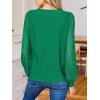 imageCUPSHE Long Sleeve Tops for Women Eyelet Scalloped Lace V Neck Blouse Casual Loose Fashion ShirtsDark Green