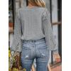 imageCUPSHE Long Sleeve Tops for Women Eyelet Scalloped Lace V Neck Blouse Casual Loose Fashion ShirtsGrey