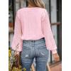 imageCUPSHE Long Sleeve Tops for Women Eyelet Scalloped Lace V Neck Blouse Casual Loose Fashion ShirtsLight Pink