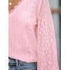 imageCUPSHE Long Sleeve Tops for Women Eyelet Scalloped Lace V Neck Blouse Casual Loose Fashion ShirtsLight Pink