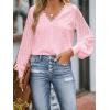 imageCUPSHE Long Sleeve Tops for Women Eyelet Scalloped Lace V Neck Blouse Casual Loose Fashion ShirtsLight Pink