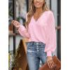 imageCUPSHE Long Sleeve Tops for Women Eyelet Scalloped Lace V Neck Blouse Casual Loose Fashion ShirtsLight Pink