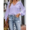 imageCUPSHE Long Sleeve Tops for Women Eyelet Scalloped Lace V Neck Blouse Casual Loose Fashion ShirtsLight Purple