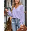 imageCUPSHE Long Sleeve Tops for Women Eyelet Scalloped Lace V Neck Blouse Casual Loose Fashion ShirtsLight Purple