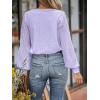 imageCUPSHE Long Sleeve Tops for Women Eyelet Scalloped Lace V Neck Blouse Casual Loose Fashion ShirtsLight Purple