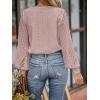 imageCUPSHE Long Sleeve Tops for Women Eyelet Scalloped Lace V Neck Blouse Casual Loose Fashion ShirtsPink