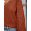 imageCUPSHE Long Sleeve Tops for Women Eyelet Scalloped Lace V Neck Blouse Casual Loose Fashion ShirtsRed
