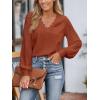 imageCUPSHE Long Sleeve Tops for Women Eyelet Scalloped Lace V Neck Blouse Casual Loose Fashion ShirtsRed