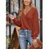imageCUPSHE Long Sleeve Tops for Women Eyelet Scalloped Lace V Neck Blouse Casual Loose Fashion ShirtsRed