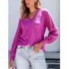 imageCUPSHE Long Sleeve Tops for Women Eyelet Scalloped Lace V Neck Blouse Casual Loose Fashion ShirtsRose