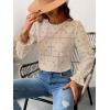 imageCUPSHE Women Eyelet Long Sleeve Tops Shirts Dressy Hollow Out Crochet Lace Embroidered Blouses 2025 FashionBeige
