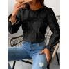 imageCUPSHE Women Eyelet Long Sleeve Tops Shirts Dressy Hollow Out Crochet Lace Embroidered Blouses 2025 FashionBlack