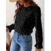 imageCUPSHE Women Eyelet Long Sleeve Tops Shirts Dressy Hollow Out Crochet Lace Embroidered Blouses 2025 FashionBlack