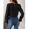 imageCUPSHE Women Eyelet Long Sleeve Tops Shirts Dressy Hollow Out Crochet Lace Embroidered Blouses 2025 FashionBlack