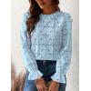 imageCUPSHE Women Eyelet Long Sleeve Tops Shirts Dressy Hollow Out Crochet Lace Embroidered Blouses 2025 FashionBlue