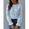 imageCUPSHE Women Eyelet Long Sleeve Tops Shirts Dressy Hollow Out Crochet Lace Embroidered Blouses 2025 FashionBlue