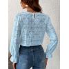 imageCUPSHE Women Eyelet Long Sleeve Tops Shirts Dressy Hollow Out Crochet Lace Embroidered Blouses 2025 FashionBlue
