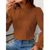 imageCUPSHE Women Eyelet Long Sleeve Tops Shirts Dressy Hollow Out Crochet Lace Embroidered Blouses 2025 FashionBrick Red