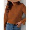 imageCUPSHE Women Eyelet Long Sleeve Tops Shirts Dressy Hollow Out Crochet Lace Embroidered Blouses 2025 FashionBrick Red