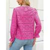 imageCUPSHE Women Eyelet Long Sleeve Tops Shirts Dressy Hollow Out Crochet Lace Embroidered Blouses 2025 FashionFuchsia