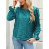 imageCUPSHE Women Eyelet Long Sleeve Tops Shirts Dressy Hollow Out Crochet Lace Embroidered Blouses 2025 FashionLake Blue