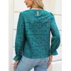 imageCUPSHE Women Eyelet Long Sleeve Tops Shirts Dressy Hollow Out Crochet Lace Embroidered Blouses 2025 FashionLake Blue