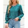 imageCUPSHE Women Eyelet Long Sleeve Tops Shirts Dressy Hollow Out Crochet Lace Embroidered Blouses 2025 FashionLake Blue