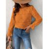 imageCUPSHE Women Eyelet Long Sleeve Tops Shirts Dressy Hollow Out Crochet Lace Embroidered Blouses 2025 FashionOrange