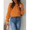 imageCUPSHE Women Eyelet Long Sleeve Tops Shirts Dressy Hollow Out Crochet Lace Embroidered Blouses 2025 FashionOrange