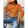 imageCUPSHE Women Eyelet Long Sleeve Tops Shirts Dressy Hollow Out Crochet Lace Embroidered Blouses 2025 FashionOrange