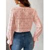 imageCUPSHE Women Eyelet Long Sleeve Tops Shirts Dressy Hollow Out Crochet Lace Embroidered Blouses 2025 FashionPink