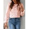 imageCUPSHE Women Eyelet Long Sleeve Tops Shirts Dressy Hollow Out Crochet Lace Embroidered Blouses 2025 FashionPink