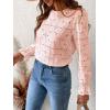 imageCUPSHE Women Eyelet Long Sleeve Tops Shirts Dressy Hollow Out Crochet Lace Embroidered Blouses 2025 FashionPink