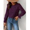 imageCUPSHE Women Eyelet Long Sleeve Tops Shirts Dressy Hollow Out Crochet Lace Embroidered Blouses 2025 FashionPurple
