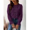 imageCUPSHE Women Eyelet Long Sleeve Tops Shirts Dressy Hollow Out Crochet Lace Embroidered Blouses 2025 FashionPurple
