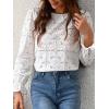 imageCUPSHE Women Eyelet Long Sleeve Tops Shirts Dressy Hollow Out Crochet Lace Embroidered Blouses 2025 FashionWhite