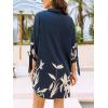 imageCUPSHE Women Mini Summer Dress Cover Up Floral Shirt 34 Sleeve Cuff Tie Button Down Sundress Beach Dresses Cover Up TopBlue Floral