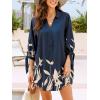 imageCUPSHE Women Mini Summer Dress Cover Up Floral Shirt 34 Sleeve Cuff Tie Button Down Sundress Beach Dresses Cover Up TopBlue Floral