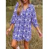 imageCUPSHE Women Mini Summer Dress Cover Up Floral Shirt 34 Sleeve Cuff Tie Button Down Sundress Beach Dresses Cover Up TopBlue Paisley
