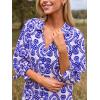 imageCUPSHE Women Mini Summer Dress Cover Up Floral Shirt 34 Sleeve Cuff Tie Button Down Sundress Beach Dresses Cover Up TopBlue Paisley